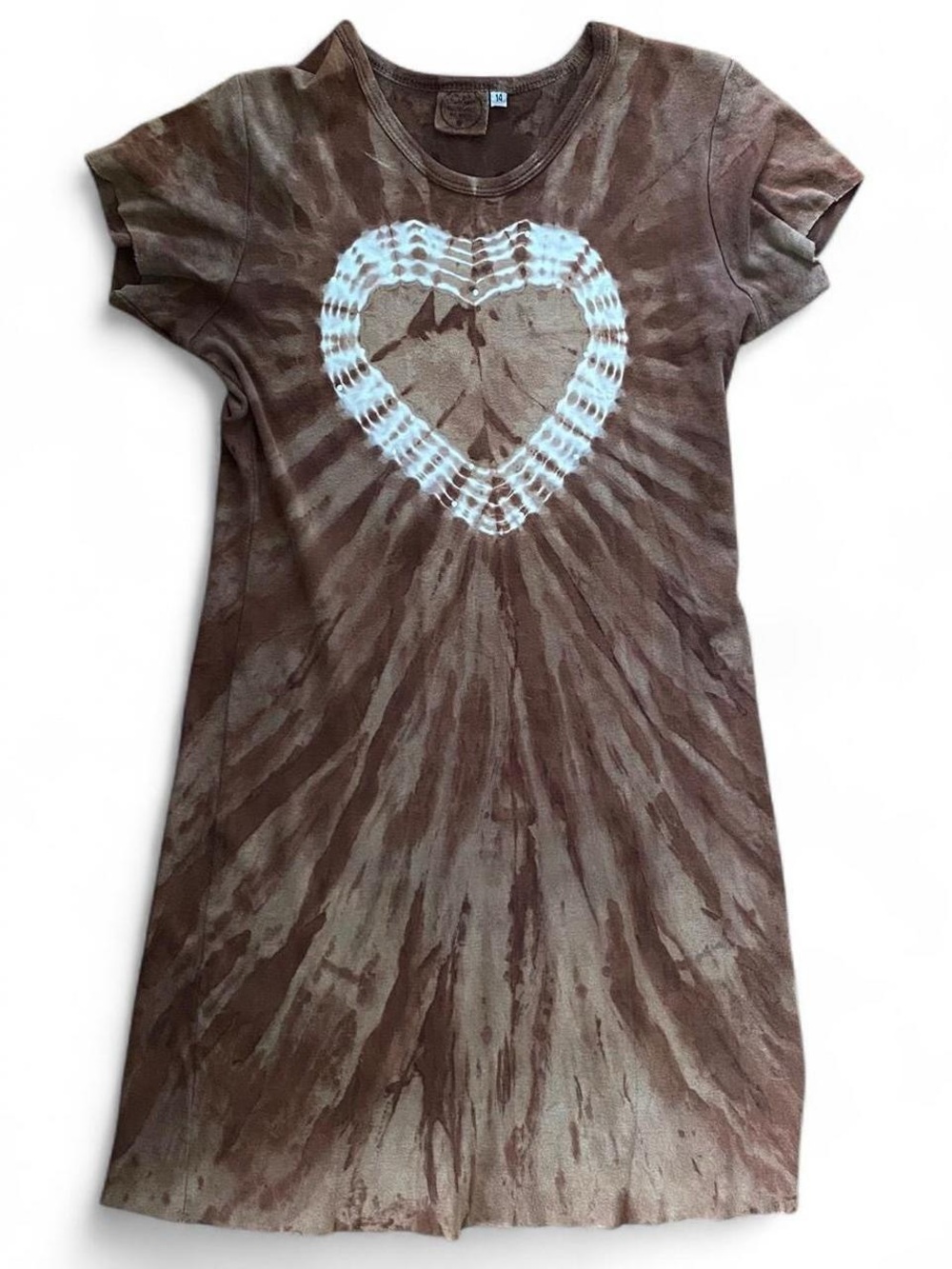 Vintage Y2K Tie-Dye Dress with White Heart